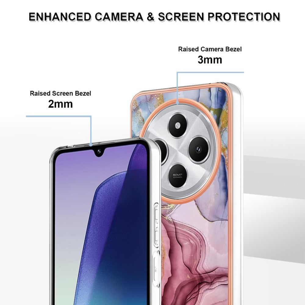 EIDERWOOD Xiaomi Redmi 14C Fleksibelt Plast Deksel med Marmordesign - Rosa