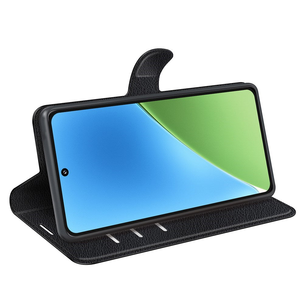 EIDERWOOD Xiaomi 15 Kunstskinn Flip Deksel m. Kortholder & Ståfunksjon - Svart