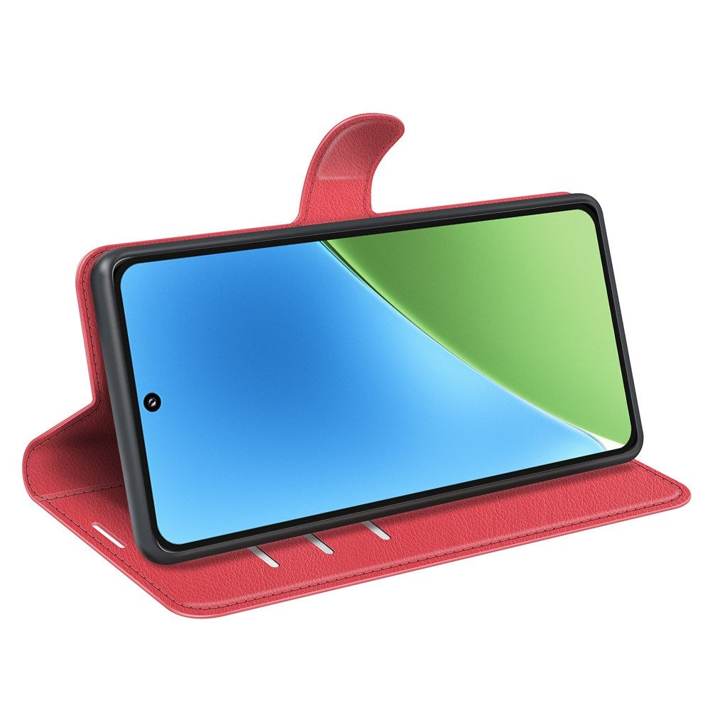 EIDERWOOD Xiaomi 15 Kunstskinn Flip Deksel m. Kortholder & Ståfunksjon - Rød