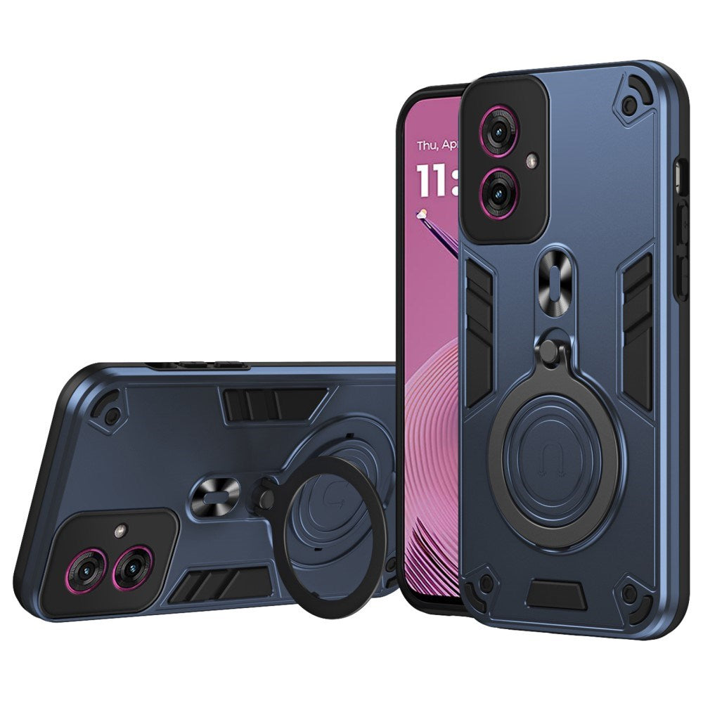 EIDERWOOD Motorola Moto G55 Hybrid Håndverker Deksel m. Roterende Kickstand - Blå