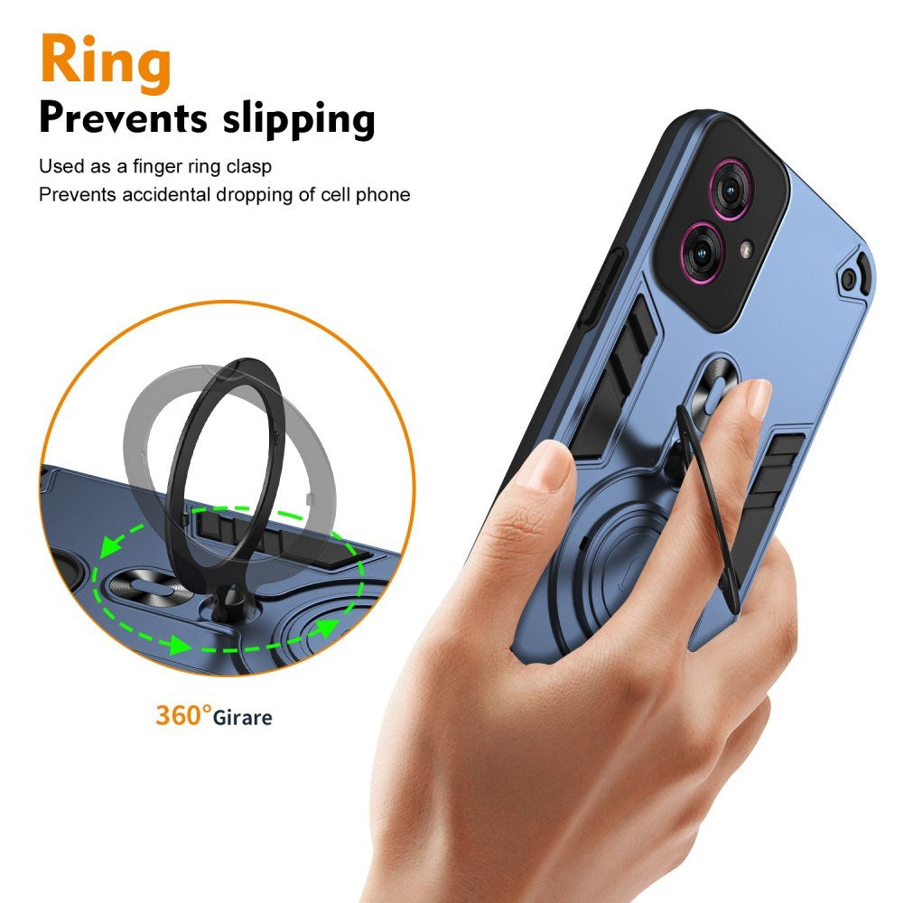 EIDERWOOD Motorola Moto G55 Hybrid Håndverker Deksel m. Roterende Kickstand - Blå