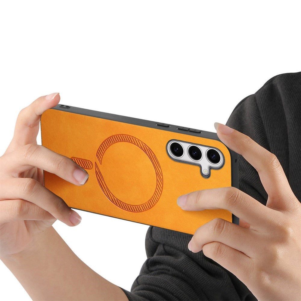 EIDERWOOD Samsung Galaxy S25 Kunst Skinn Deksel - MagSafe Kompatibel - Oransje