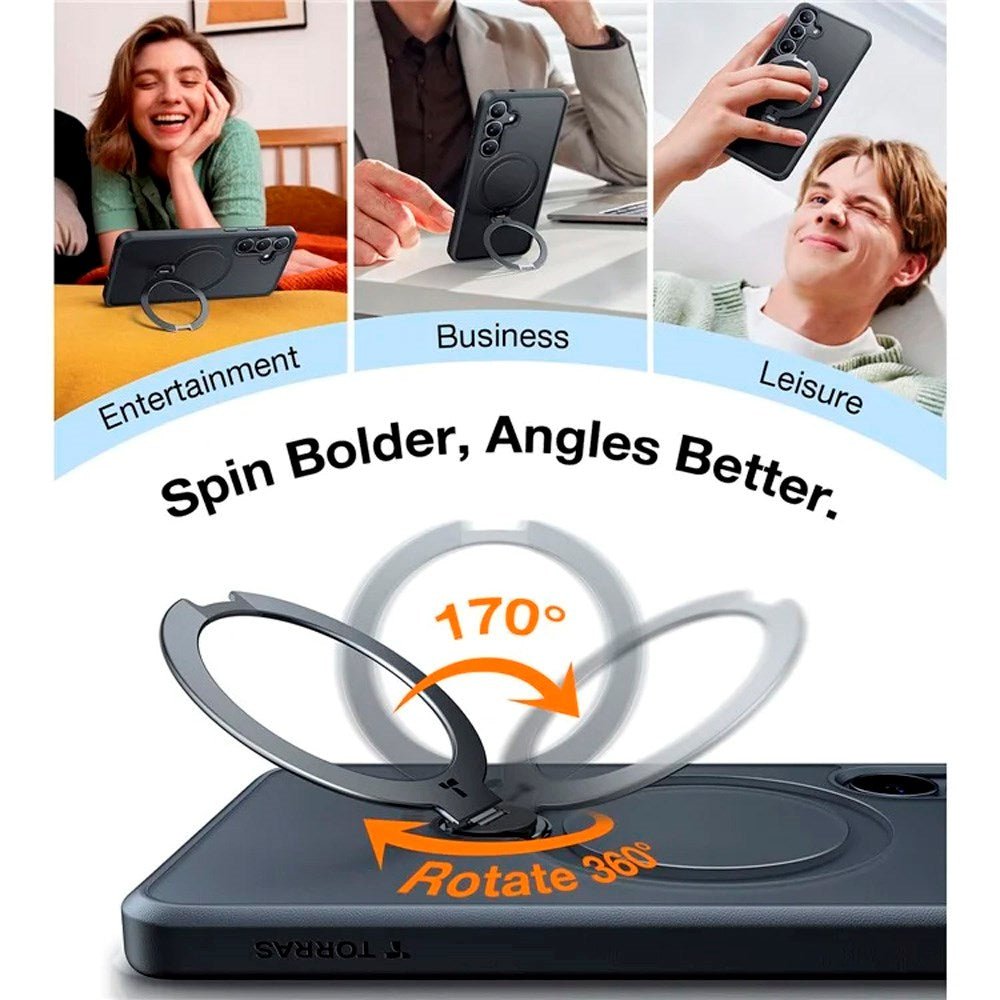 TORRAS Samsung Galaxy S25 Hybrid Deksel m. Kickstand - MagSafe Kompatibel - Svart