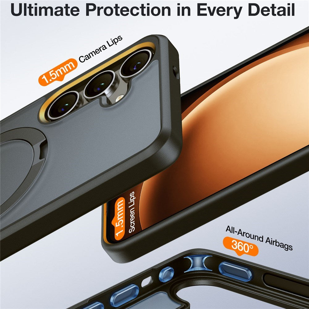 TORRAS Samsung Galaxy S25 Guardian Ostand Hybrid Deksel m. Kickstand - MagSafe Kompatibel - Svart