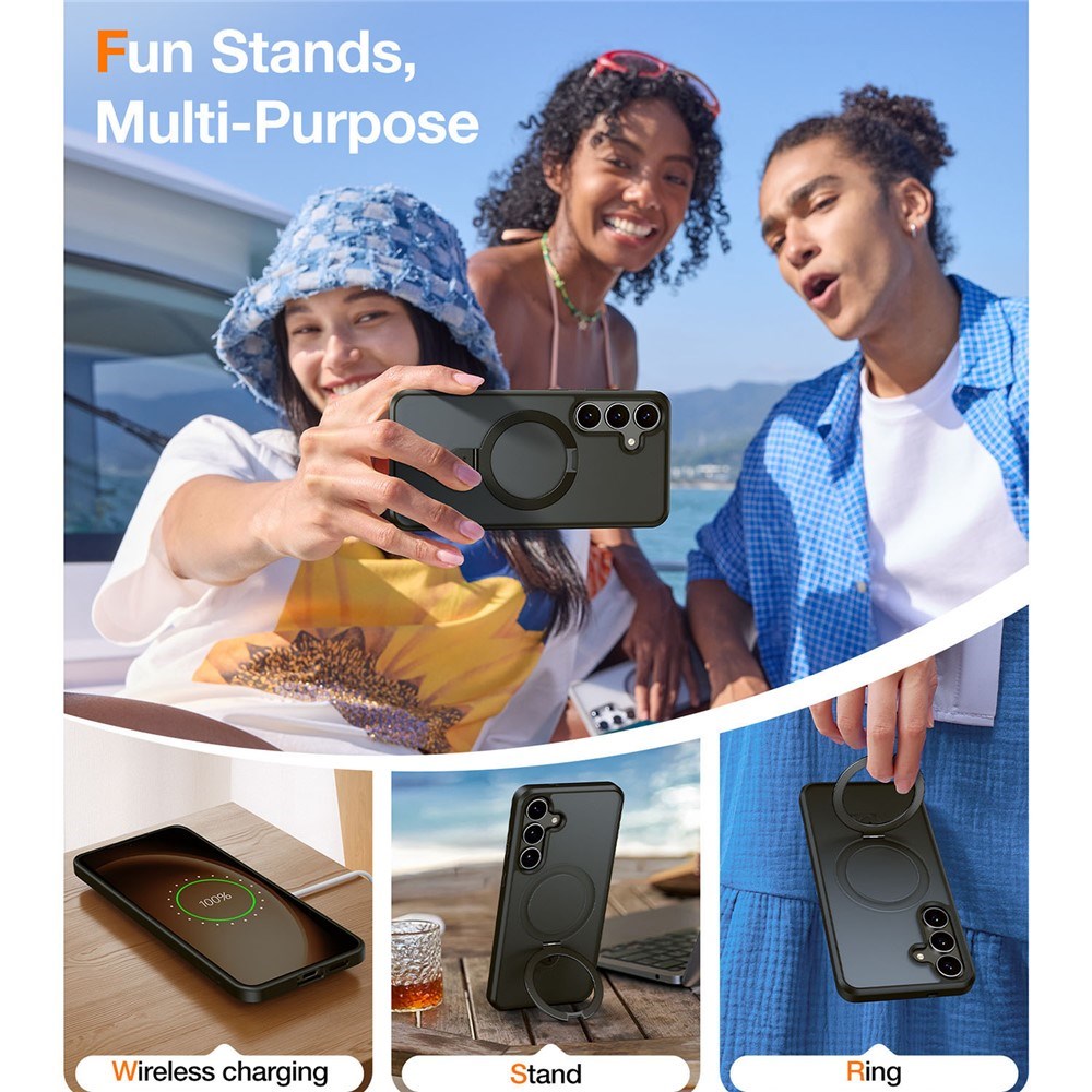 TORRAS Samsung Galaxy S25 Guardian Ostand Hybrid Deksel m. Kickstand - MagSafe Kompatibel - Svart