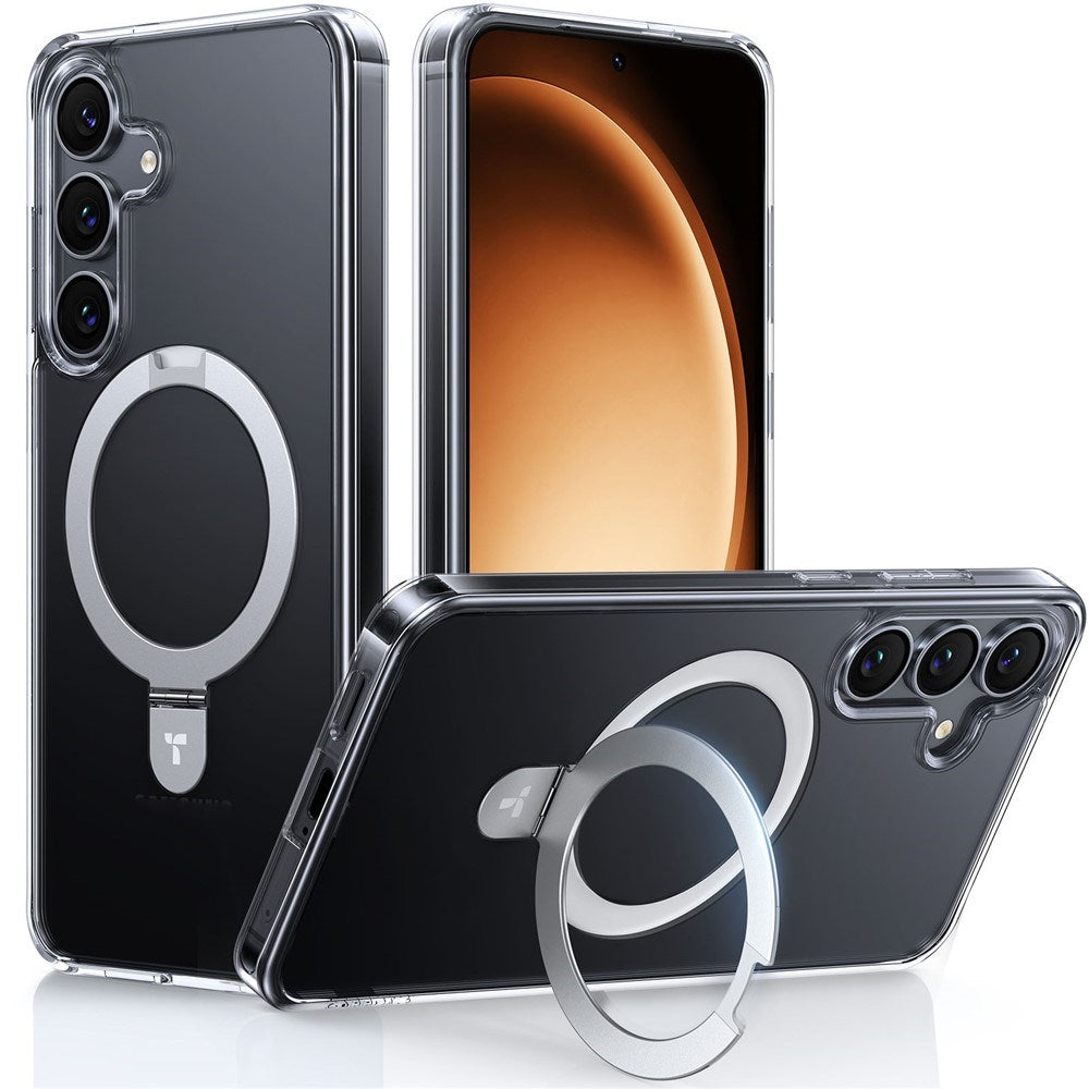TORRAS Samsung Galaxy S25 Guardian Ostand Hybrid Deksel m. Kickstand - MagSafe Kompatibel - Gjennomsiktig