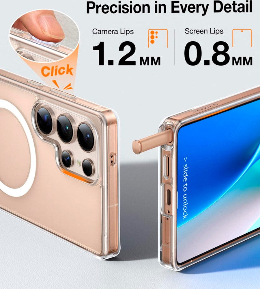 TORRAS Samsung Galaxy S25 Ultra Hybrid Deksel m. Ståfunksjon - MagSafe Kompatibel - Gjennomsiktig