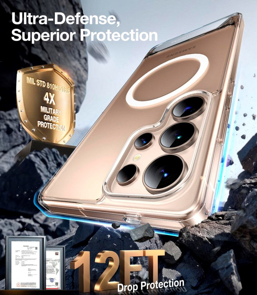 TORRAS Samsung Galaxy S25 Ultra Hybrid Deksel m. Ståfunksjon - MagSafe Kompatibel - Gjennomsiktig