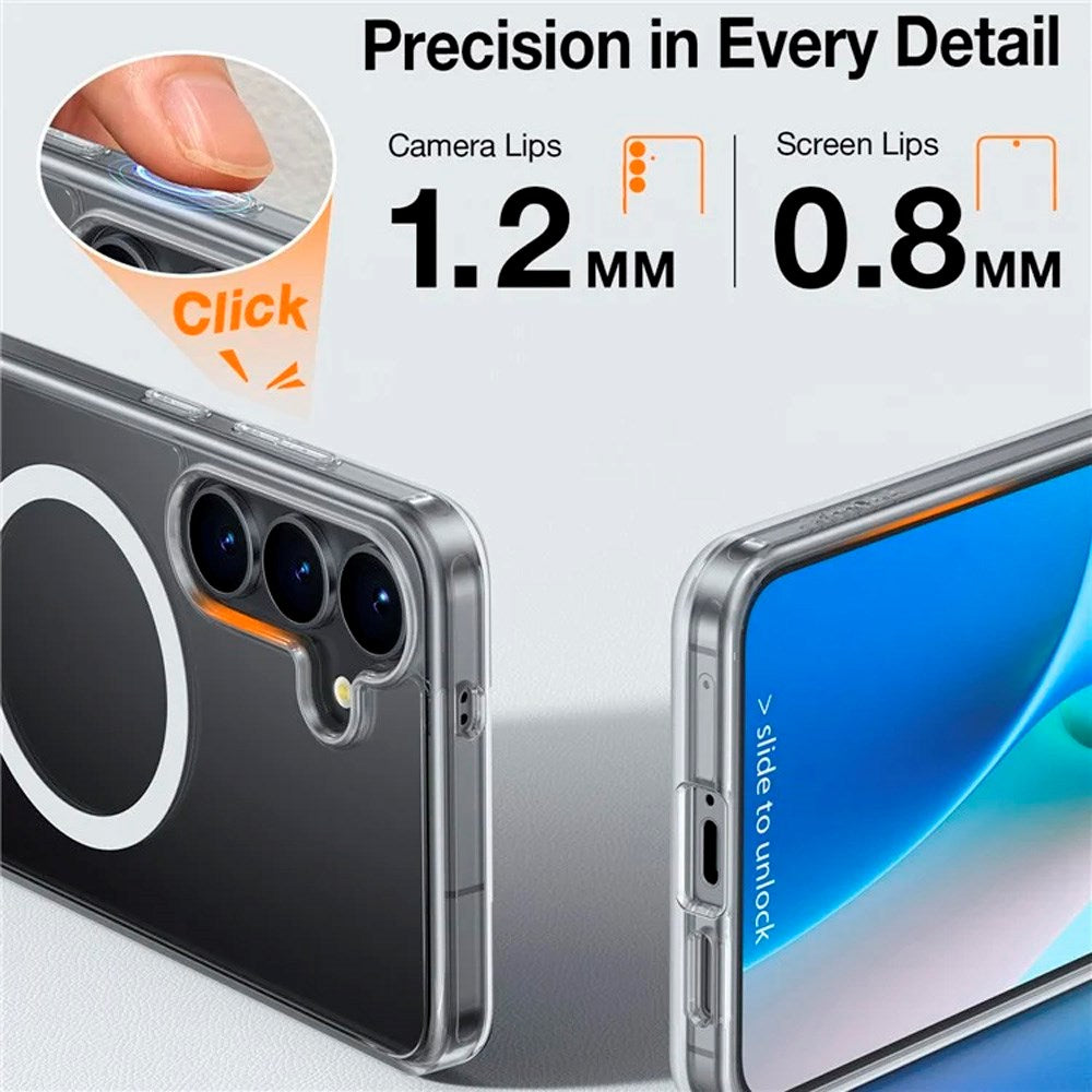 TORRAS Samsung Galaxy S25+ (Plus) Hybrid Deksel m. Ståfunksjon - MagSafe Kompatibel - Gjennomsiktig