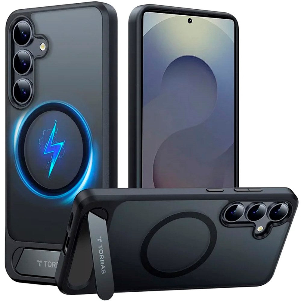 TORRAS Samsung Galaxy S25 Hybrid Deksel m. Ståfunksjon - MagSafe Kompatibel - Svart