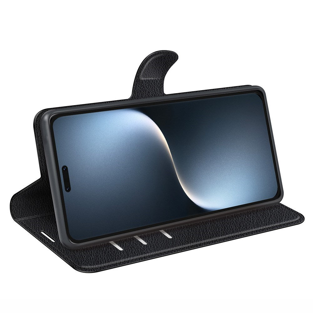 EIDERWOOD Honor Magic7 Pro Kunstskinn Flip Deksel m. Kortholder & Ståfunksjon - Svart