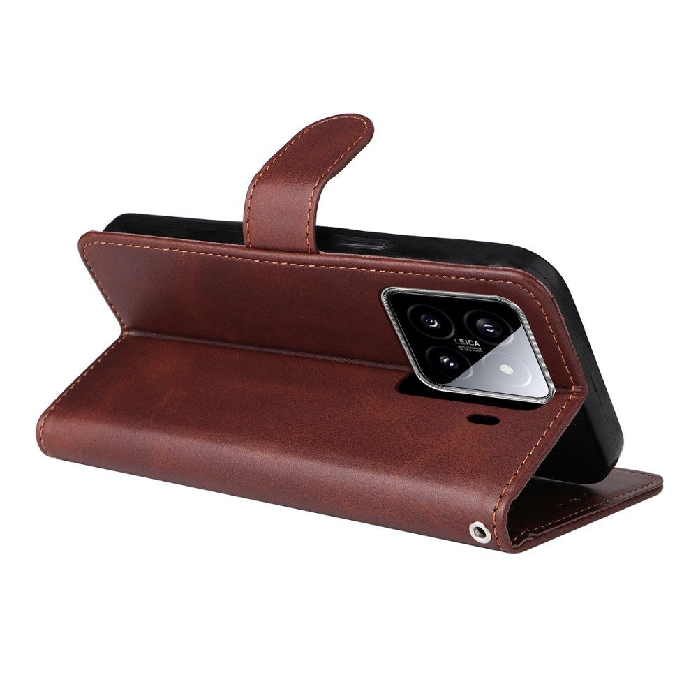 EIDERWOOD Xiaomi 15 Kunstskinn Flip Deksel med Stropp & Skjermbeskytter - Brun