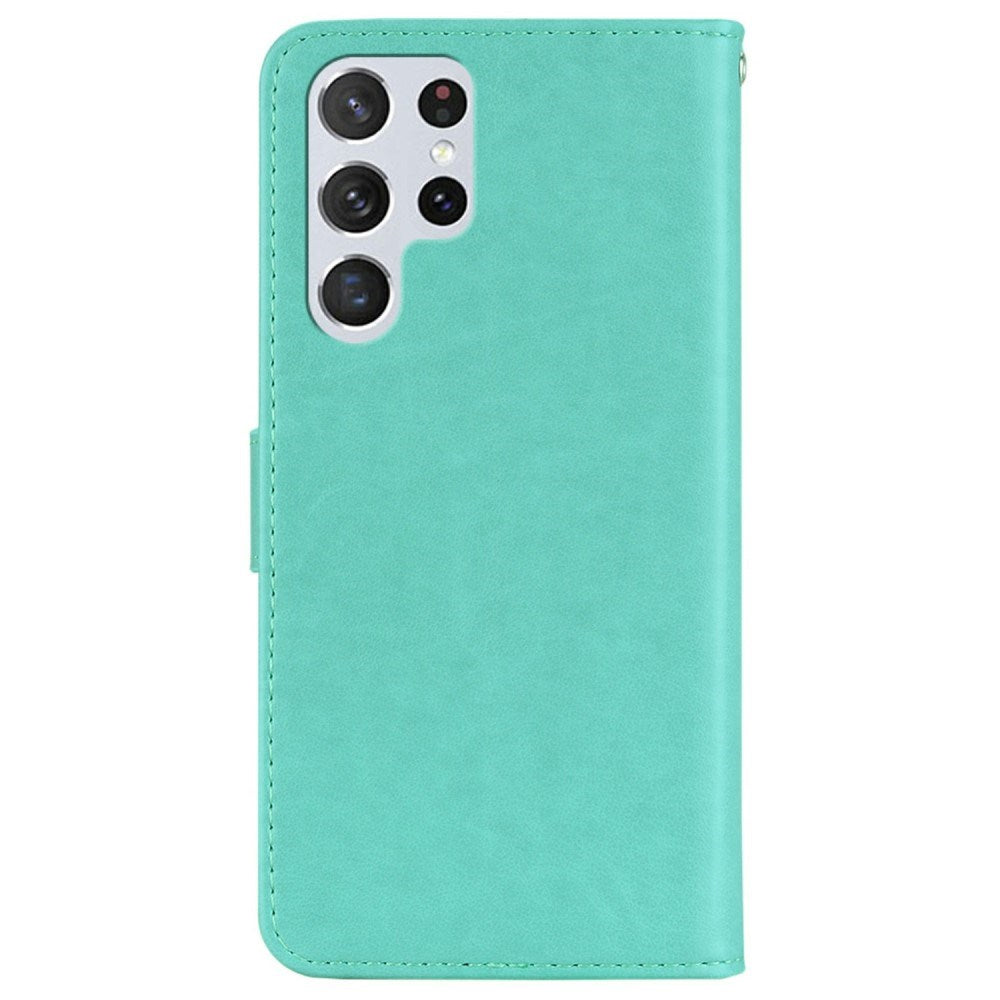 EIDERWOOD Samsung Galaxy S25 Ultra Kunstskinn Flip Deksel m. Uglemotiv - Turkis
