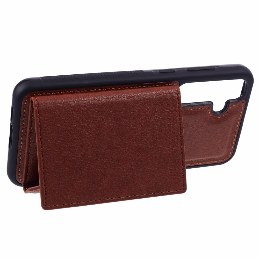 EIDERWOOD Samsung Galaxy S25 2-i-1 Kunstskinn Deksel m. Kortholder & Ståfunksjon - Brun