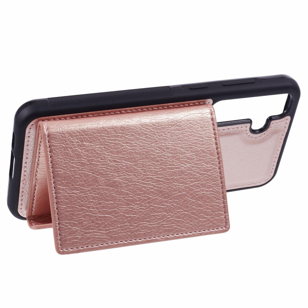 EIDERWOOD Samsung Galaxy S25 2-i-1 Kunstskinn Deksel m. Kortholder & Ståfunksjon - Rosa