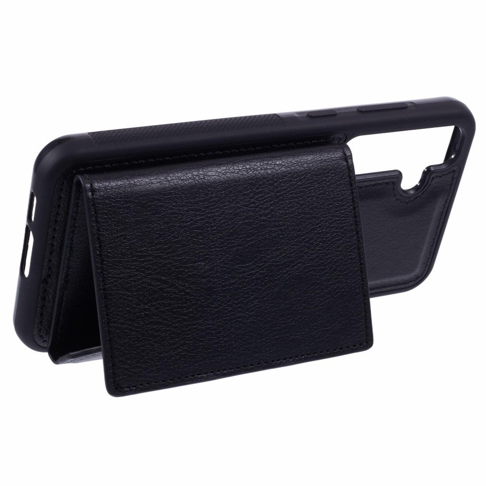 EIDERWOOD Samsung Galaxy S25 2-i-1 Kunstskinn Deksel m. Kortholder & Ståfunksjon - Svart