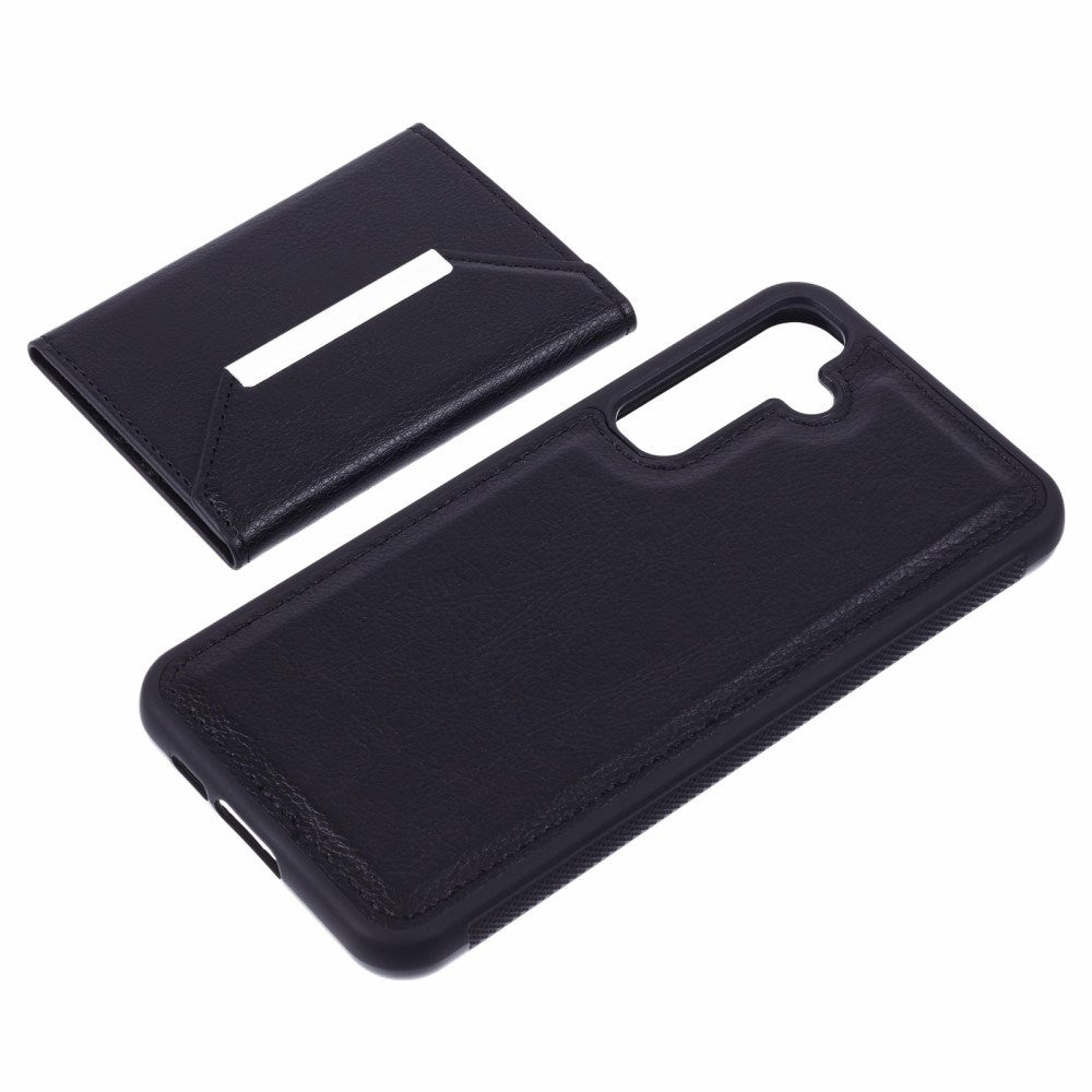 EIDERWOOD Samsung Galaxy S25 2-i-1 Kunstskinn Deksel m. Kortholder & Ståfunksjon - Svart