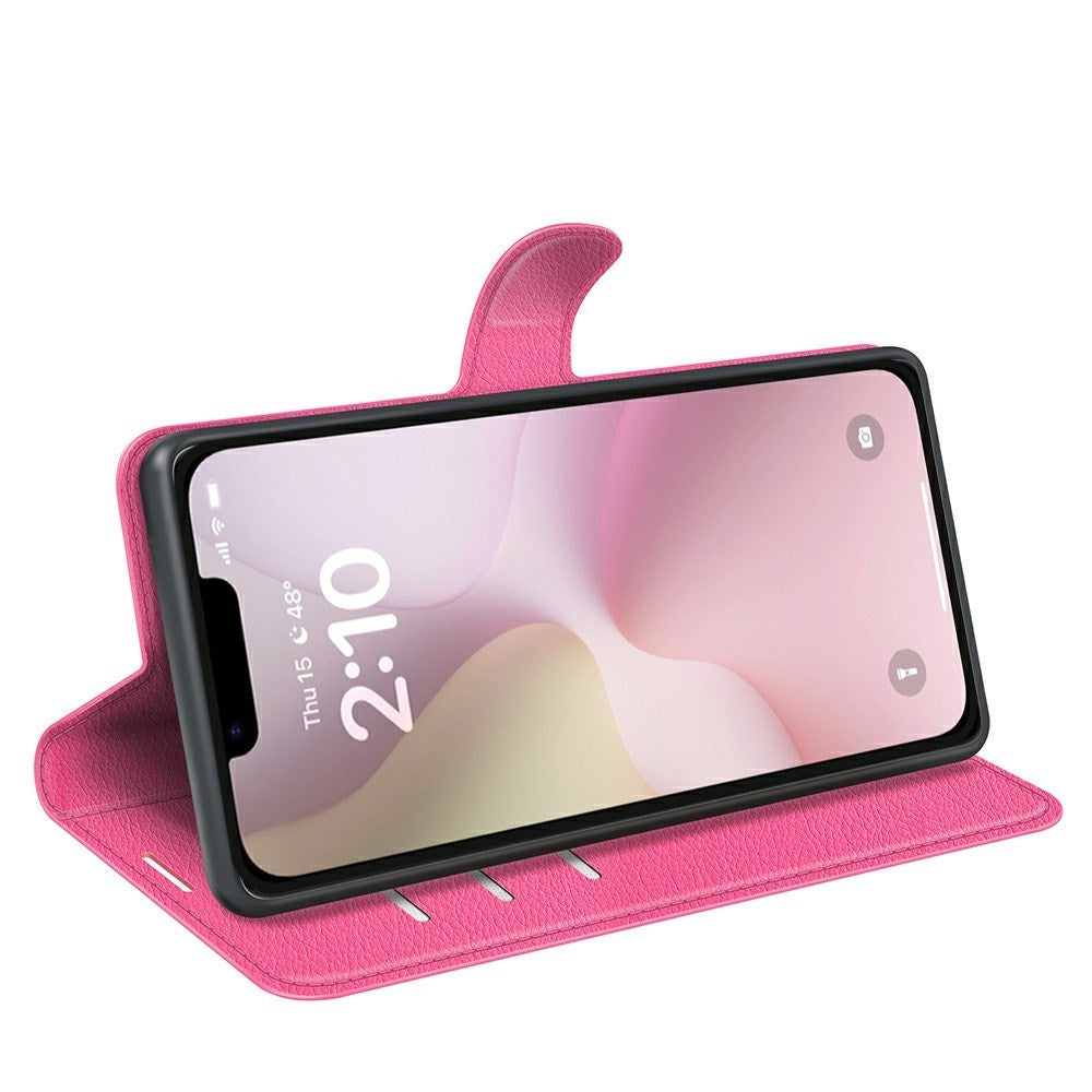 EIDERWOOD iPhone 16e Kunstskinn Flip Deksel m. Kortholder & Ståfunksjon - Pink