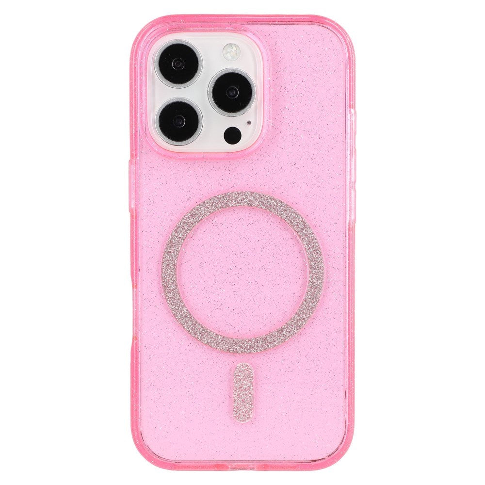 EIDERWOOD iPhone 16 Pro Plast Glitter Deksel - MagSafe Kompatibelt - Rosa
