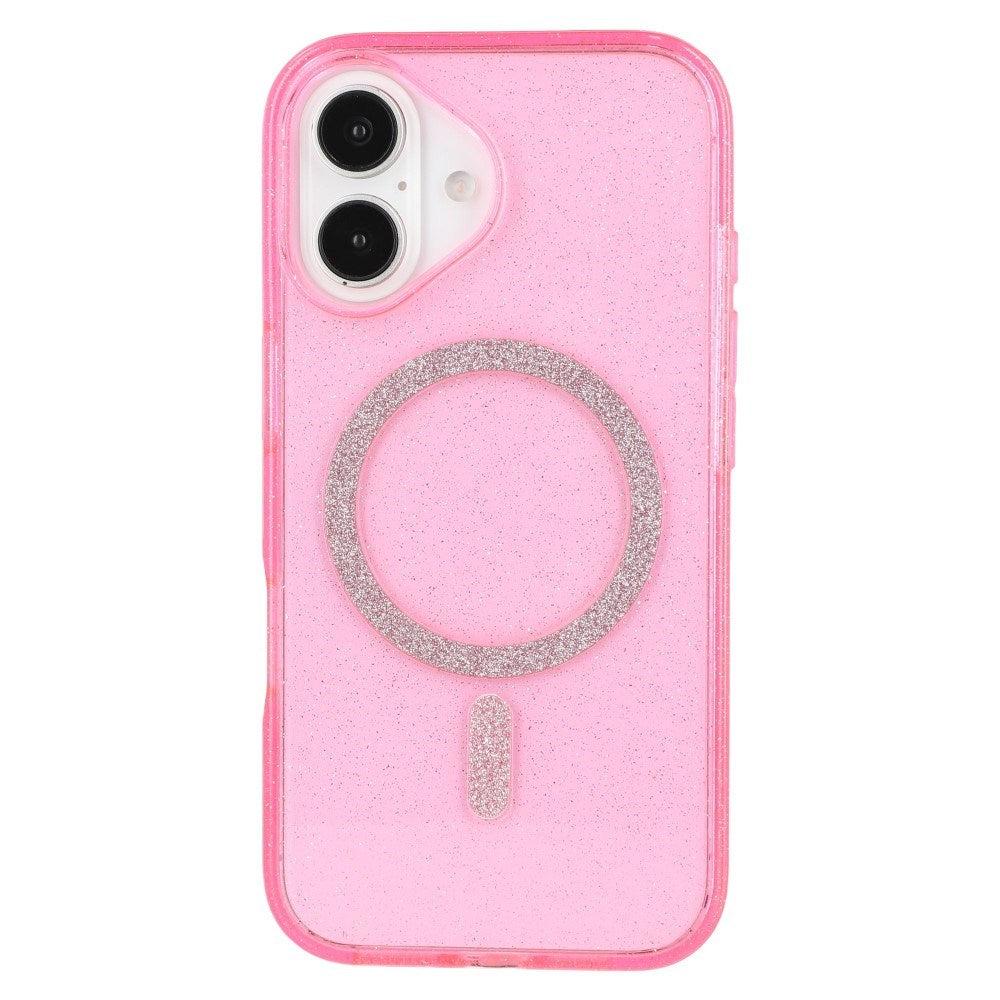 EIDERWOOD iPhone 16 Plus Plast Glitter Deksel - MagSafe Kompatibelt - Rosa