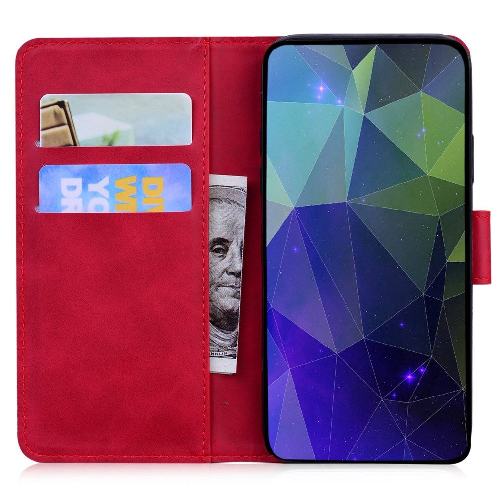 EIDERWOOD Motorola Moto G17 Power / G17 / G15 Kunstskinn Flip Deksel m. Kortholder & Ståfunksjon - Rød