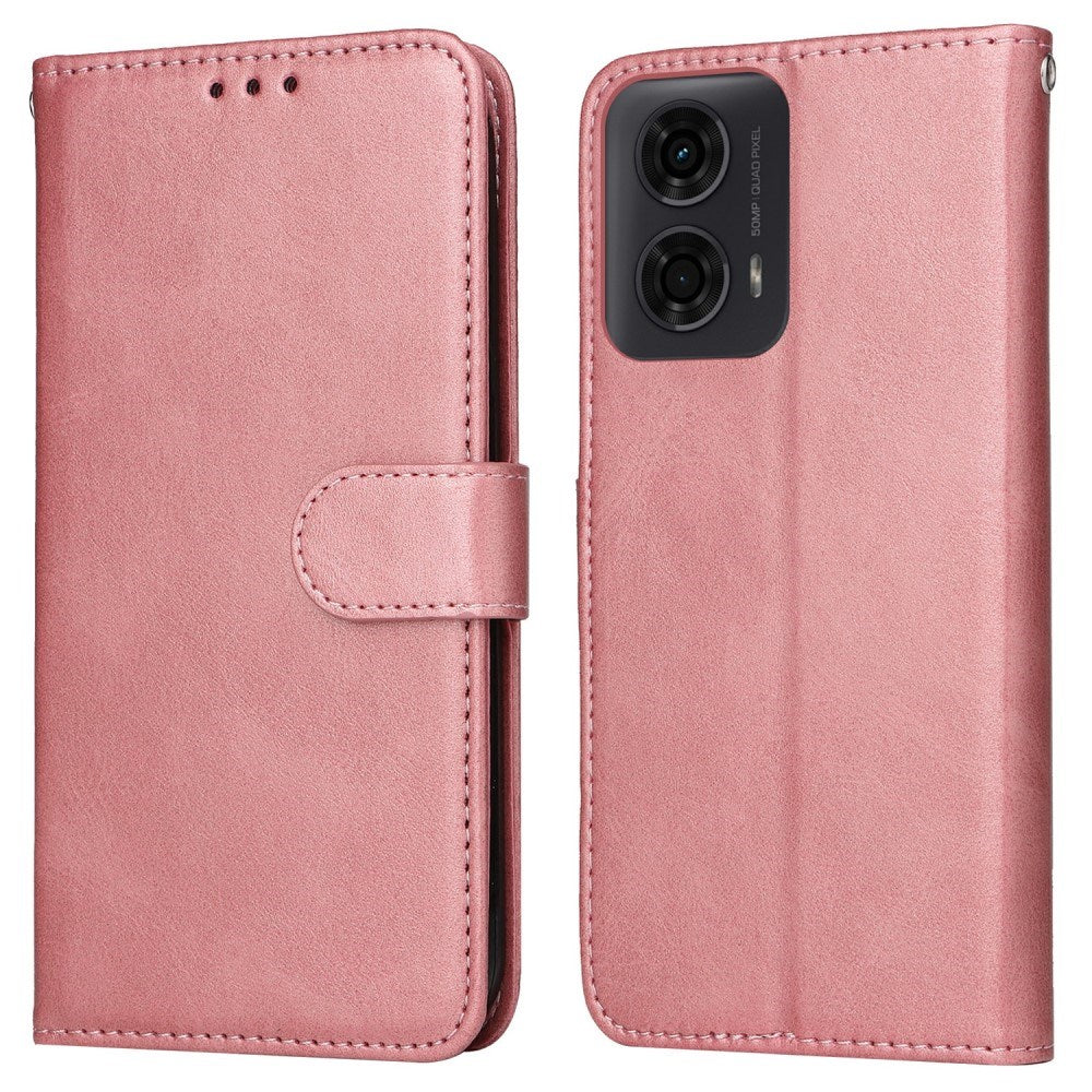 EIDERWOOD Motorola Moto E14 (4G) / G04 (4G) / G04s (4G) / G24 (4G) Kunstskinn Flip Deksel m. Stropp - Rosa
