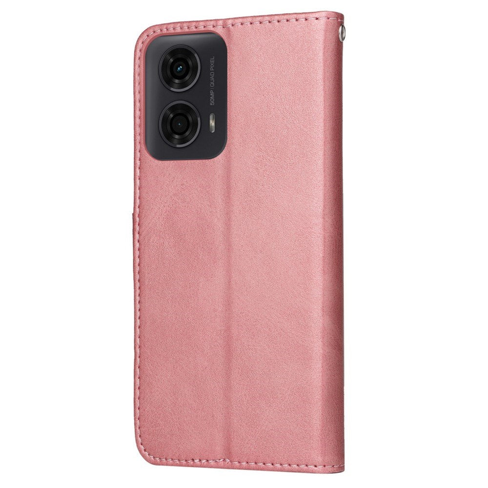 EIDERWOOD Motorola Moto E14 (4G) / G04 (4G) / G04s (4G) / G24 (4G) Kunstskinn Flip Deksel m. Stropp - Rosa