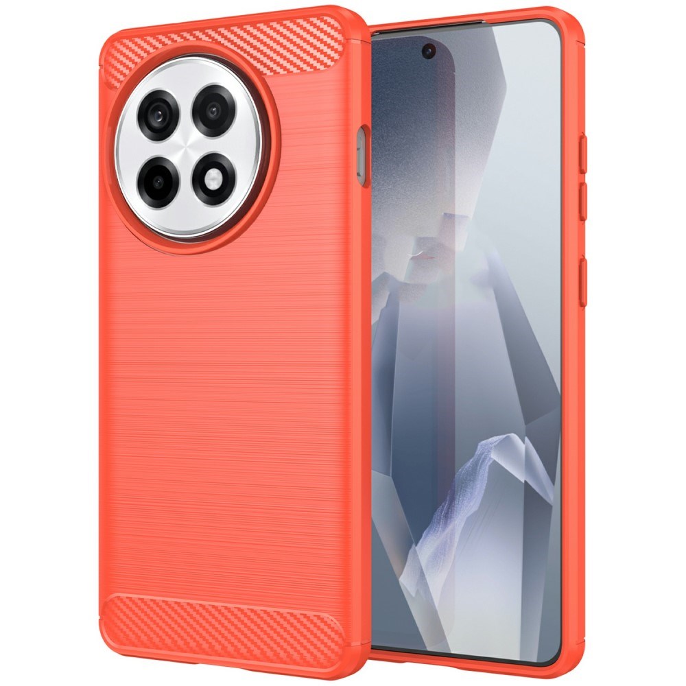 EIDERWOOD OnePlus 13R Brushed Carbon Fiber Fleksibelt Plast Deksel - Rød
