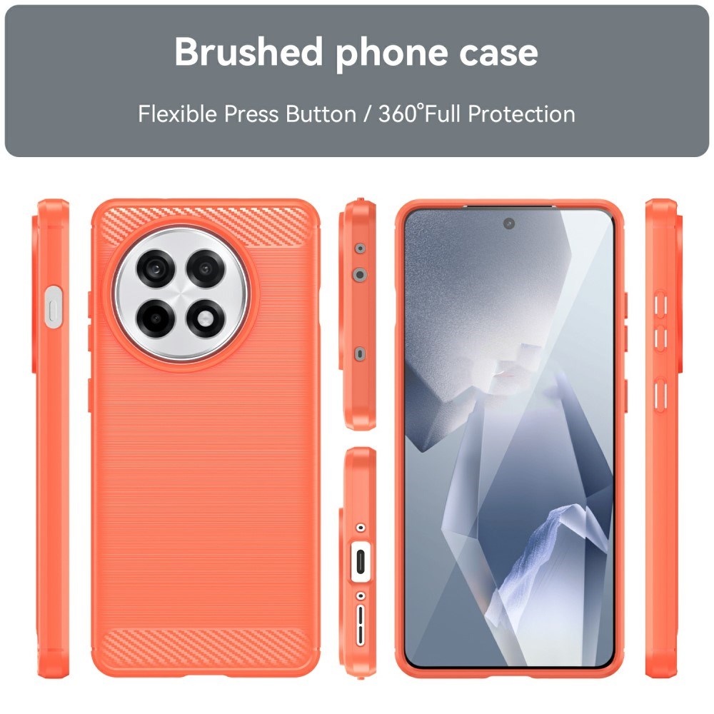 EIDERWOOD OnePlus 13R Brushed Carbon Fiber Fleksibelt Plast Deksel - Rød