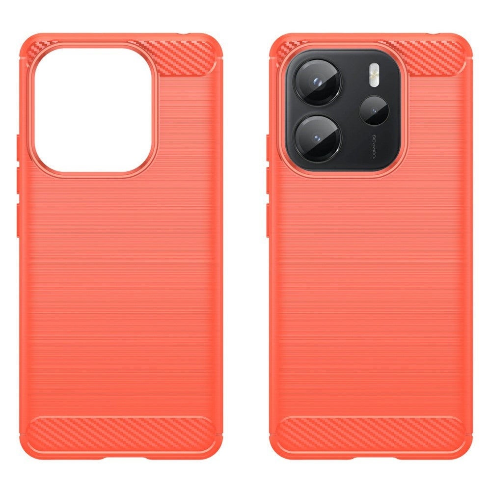 EIDERWOOD Xiaomi Redmi Note 14 (4G) Brushed Carbon Fiber Fleksibelt Plast Deksel - Rød