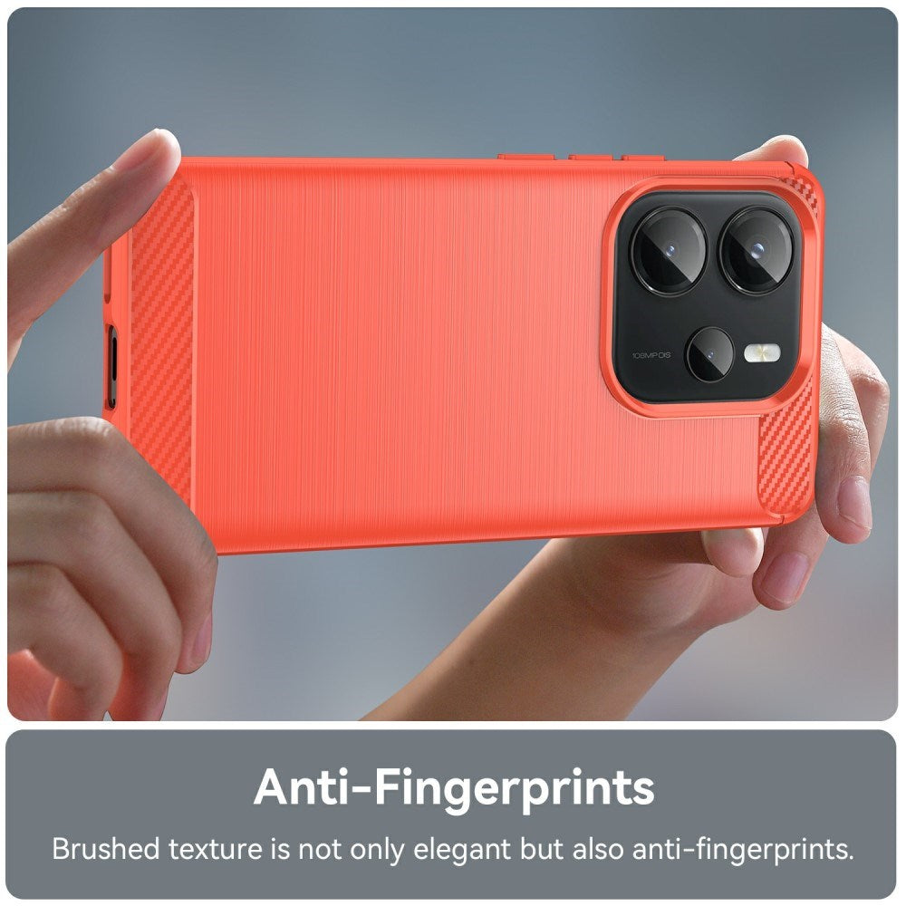 EIDERWOOD Xiaomi Redmi Note 14 (4G) Brushed Carbon Fiber Fleksibelt Plast Deksel - Rød