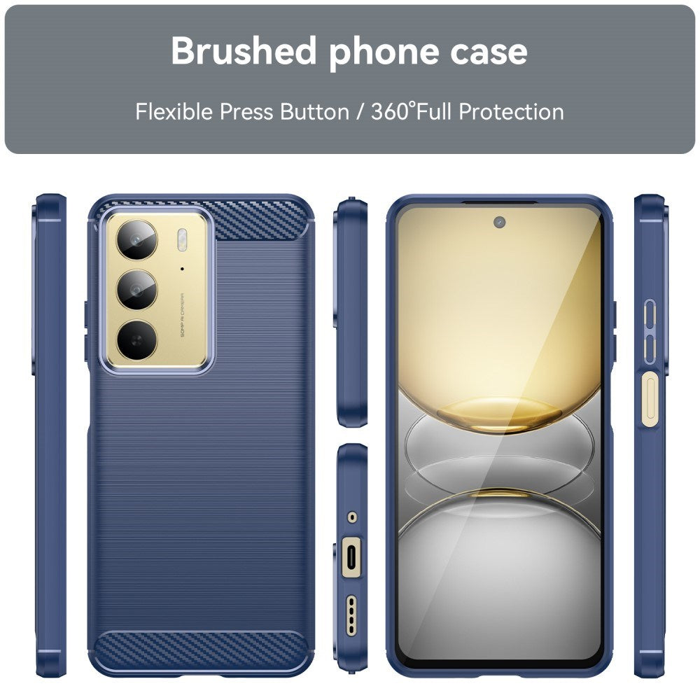 EIDERWOOD Realme C75 Brushed Carbon Fiber Fleksibelt Plast Deksel - Blå