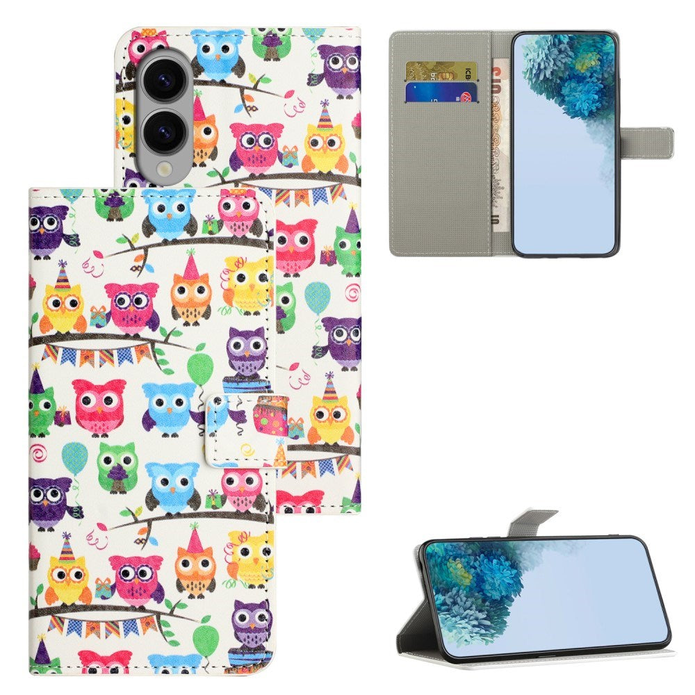 EIDERWOOD Samsung Galaxy S25 Edge Kunstskinn Deksel med Lommebok og Stativfunksjon - Ugler