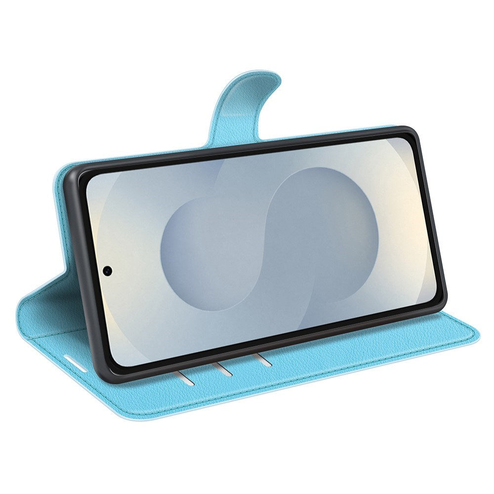 EIDERWOOD Samsung Galaxy S25 Edge Litchi Kunstskinn Flip Deksel med Lommebok - Blå