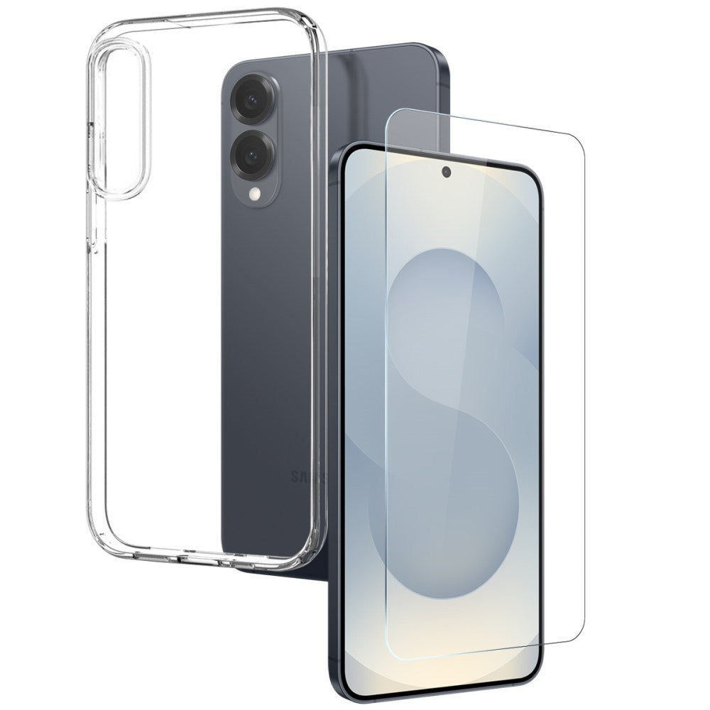 Samsung Galaxy S25 Edge 2-i-1 Fleksibelt Plast Deksel og Herdet Beskyttelsesglass - Gjennomsiktig