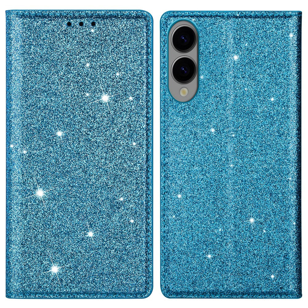 EIDERWOOD Samsung Galaxy S25 Edge Kunstskinn Flip Deksel med Lommebok og - Glitter - Blå