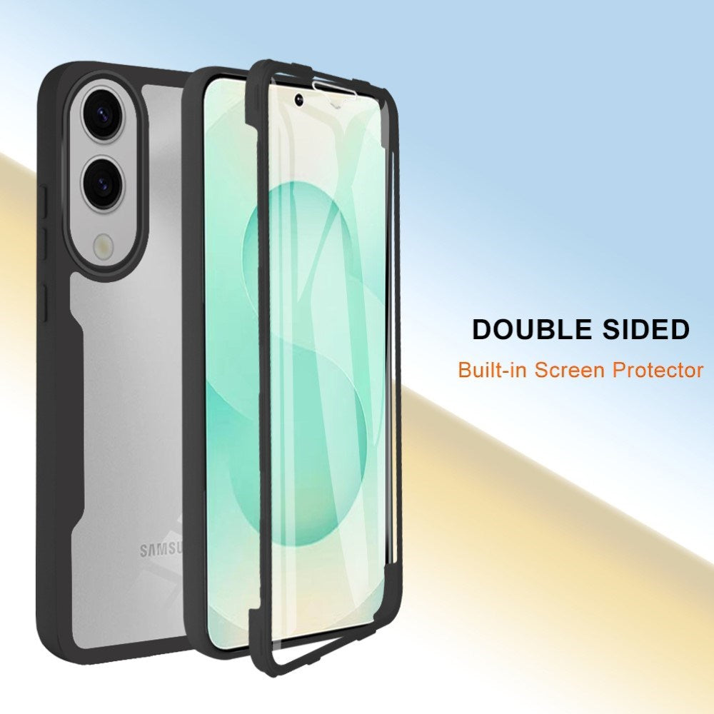 EIDERWOOD Samsung Galaxy S25 Edge Deksel med Full Beskyttelse og Skjermbeskyttelsesfilm - Gjennomsiktig / Rosa Kant