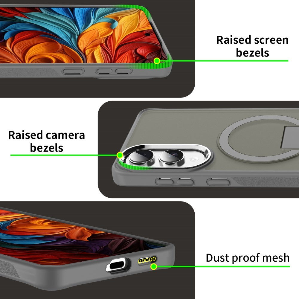 EIDERWOOD Samsung Galaxy S25 Edge Hybrid Deksel med Stativfunksjon - MagSafe Kompatibel - Gjennomsiktig / Rosa