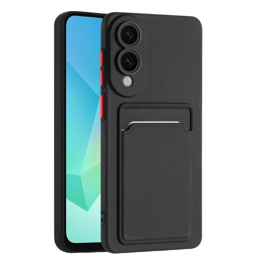 EIDERWOOD Samsung Galaxy S25 Edge Fleksibelt Plast Deksel med Kortholder - Svart