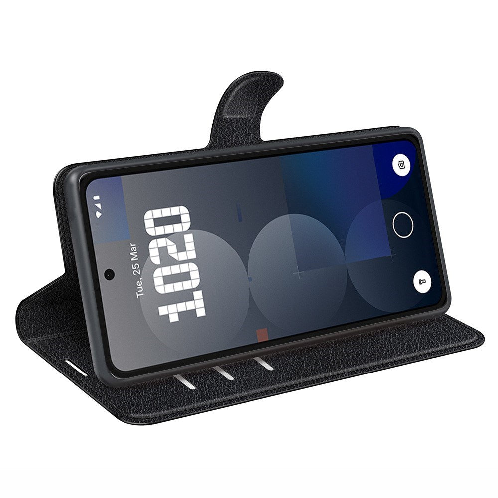 EIDERWOOD Nothing Phone (3a) Pro Kunstskinn Flip Deksel med Kortholder & Ståfunksjon - Svart