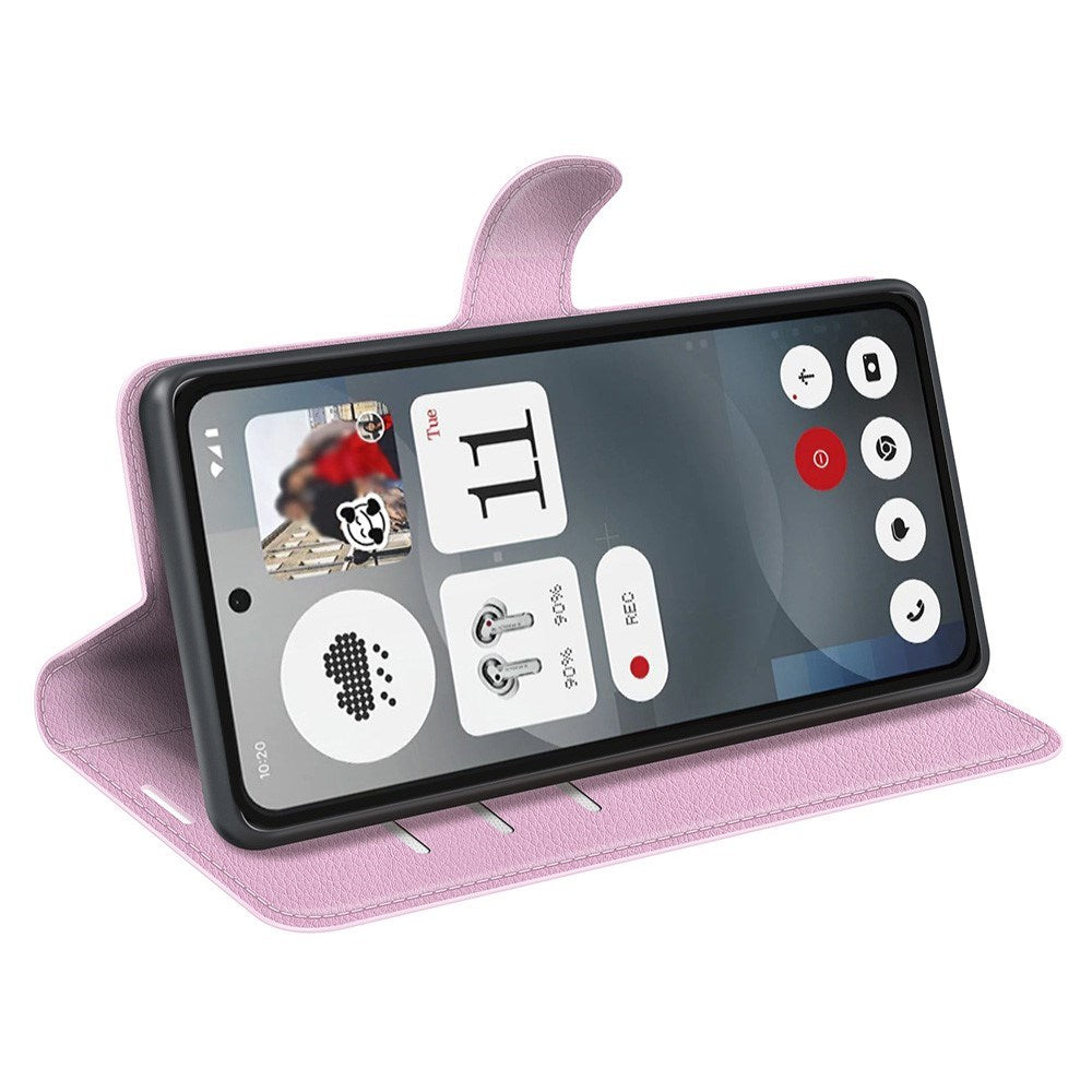 EIDERWOOD Nothing Phone (3a) Kunstskinn Flip Deksel med Kortholder & Ståfunksjon - Rosa