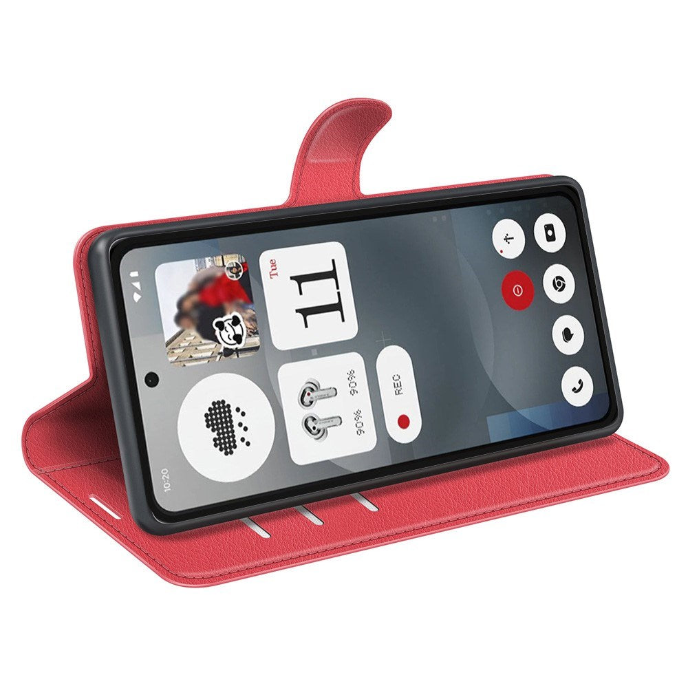 EIDERWOOD Nothing Phone (3a) Kunstskinn Flip Deksel med Kortholder & Ståfunksjon - Rød