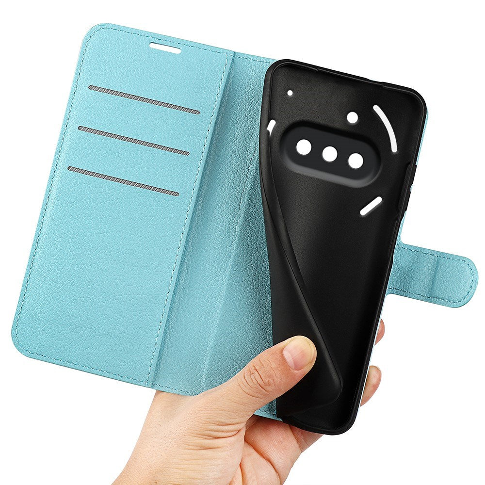 EIDERWOOD Nothing Phone (3a) Kunstskinn Flip Deksel med Kortholder & Ståfunksjon - Blå