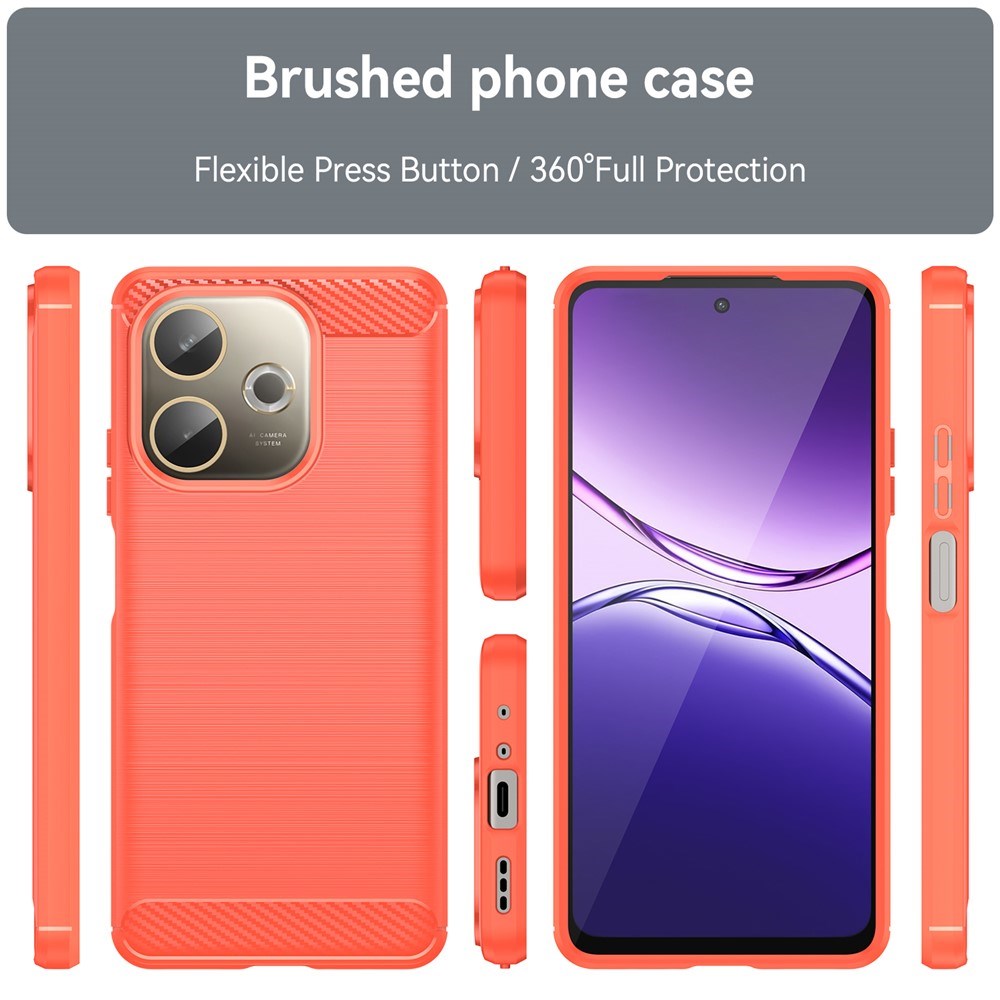 OPPO A5 Pro (4G / 5G) EIDERWOOD Brushed Carbon Fiber Plast Deksel - Rød