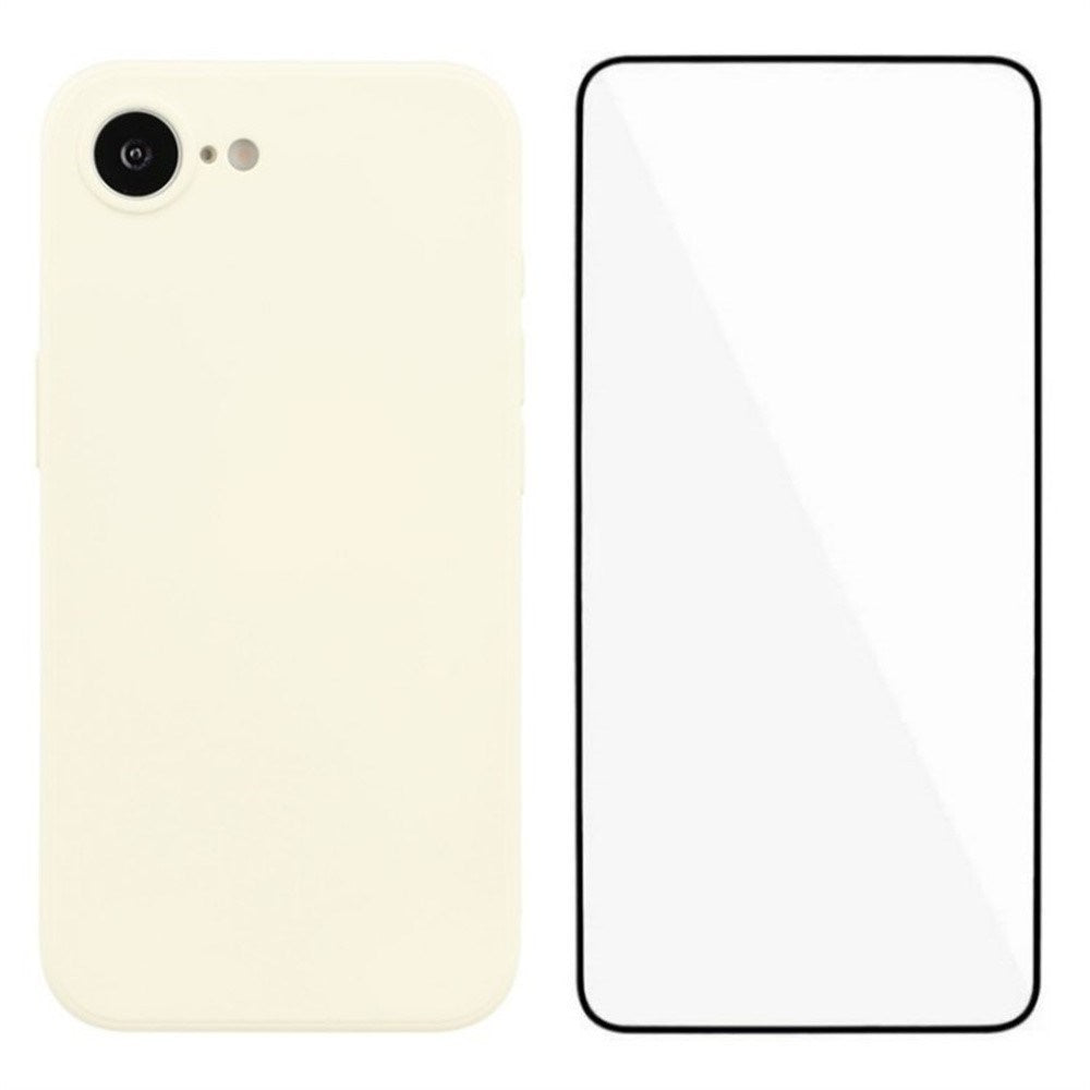 iPhone 16e Beskyttelsessett med Fleksibelt Plast Deksel & Skjermbeskytter - Hvit