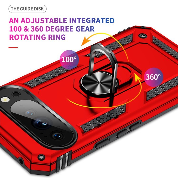 EIDERWOOD Google Pixel 10 Pro XL Hybrid Håndverker Deksel m. 360 Roterbar Stativfunksjon - Rød