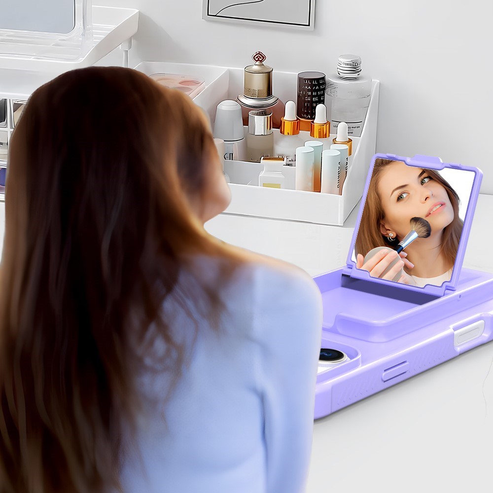 EIDERWOOD iPhone 16 Pro Max Fleksibelt Plast Deksel med Kortholder & Innebygd Speil – Lilla