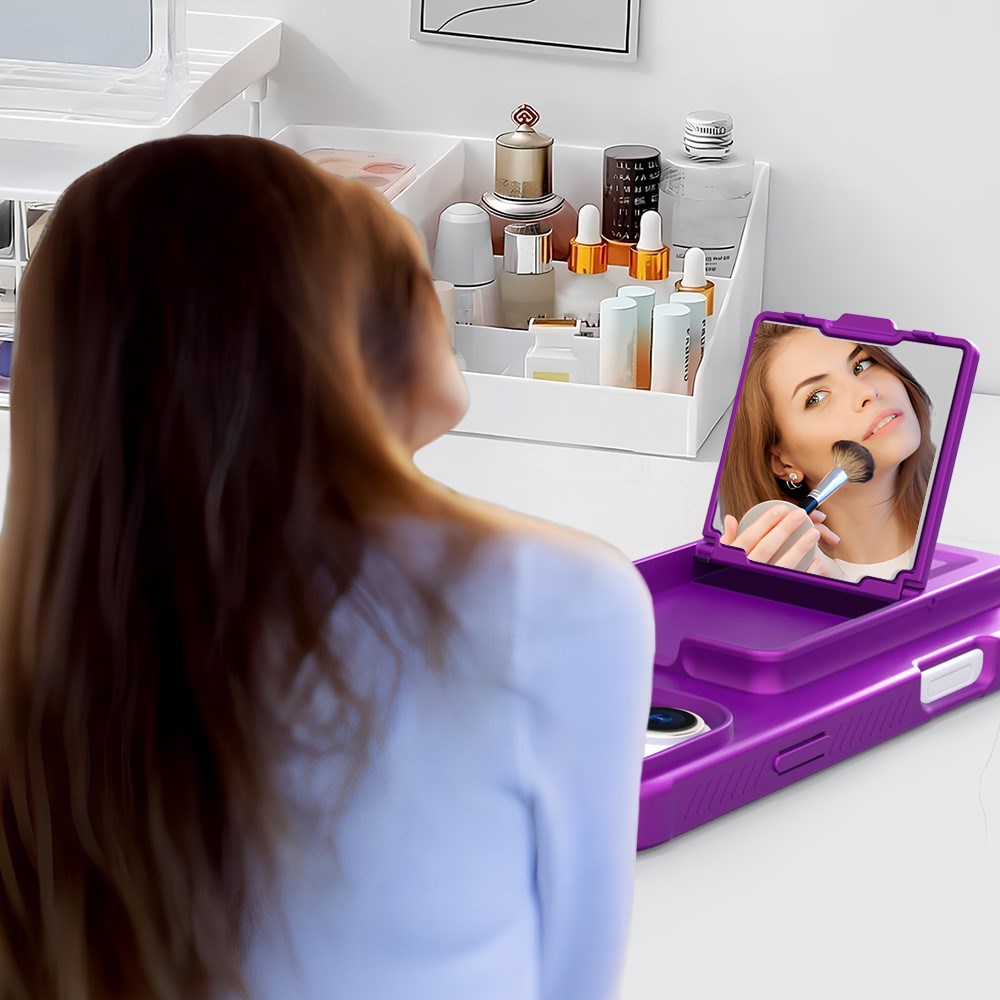 EIDERWOOD iPhone 16 Plus Fleksibelt Plast Deksel med Kortholder & Innebygd Speil – Mørk Lilla