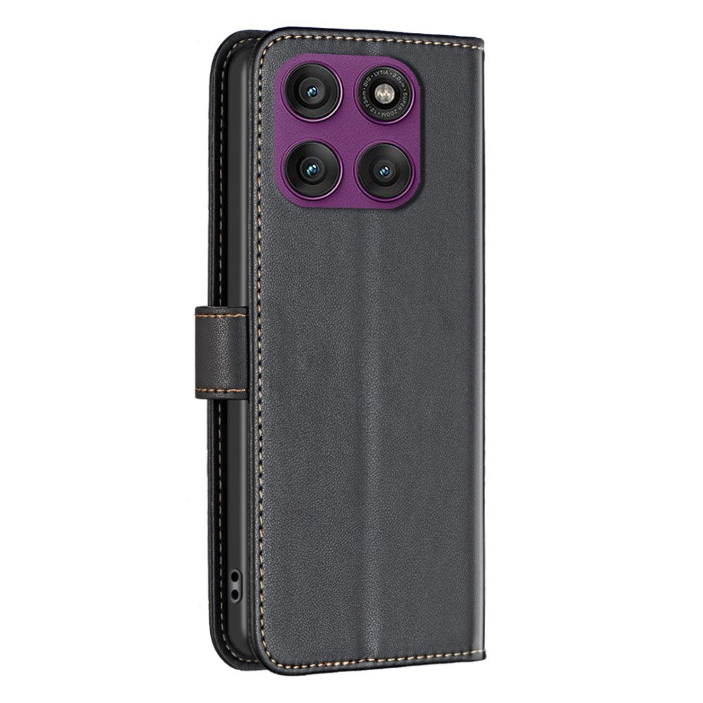 Motorola Edge 60 Pro BINFEN Kunstskinn Flip Deksel med Kortholder & Ståfunksjon - Svart