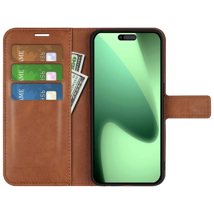 EIDERWOOD iPhone 17 Pro Max Kunstskinn Flip Deksel m. Stativfunksjon & Kortholder - Lysbrun